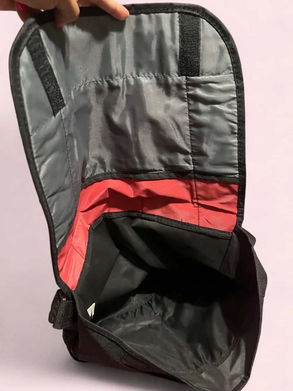 JCPenney Red and Black Canvas Shoulder Bag